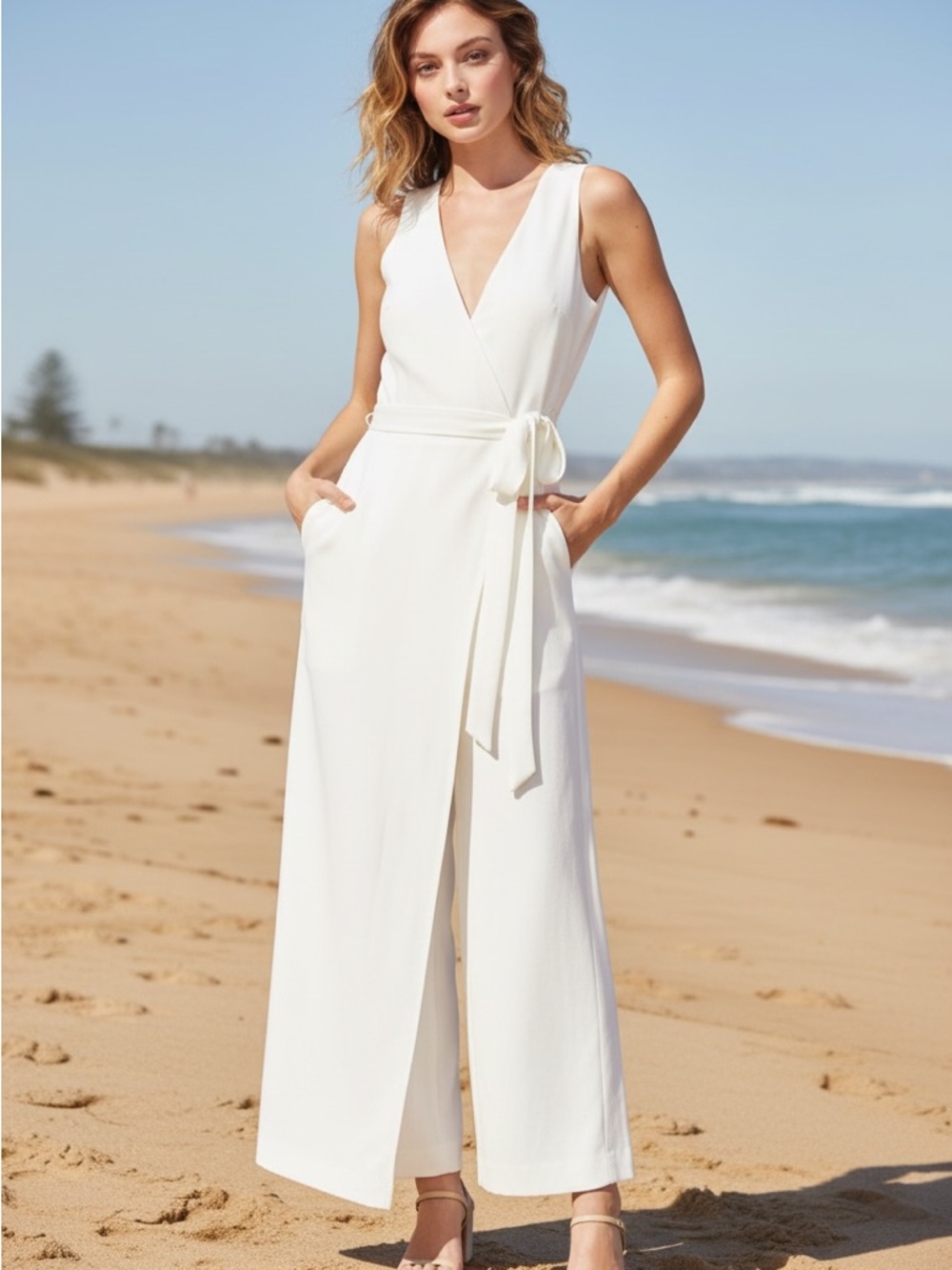 Rosetta Getty Collective White Apron Jumpsuit Size 14